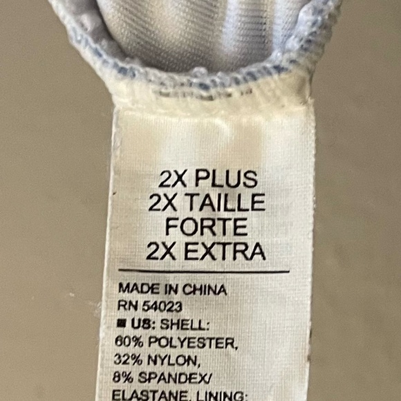 Old Navy Seersucker Blue & White One Piece Wrap Swimsuit Cap Sleeve Plus Size - Picture 13 of 13